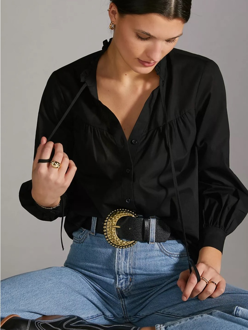 Anthropologie Maeve Poplin Buttondown Shirt Size M